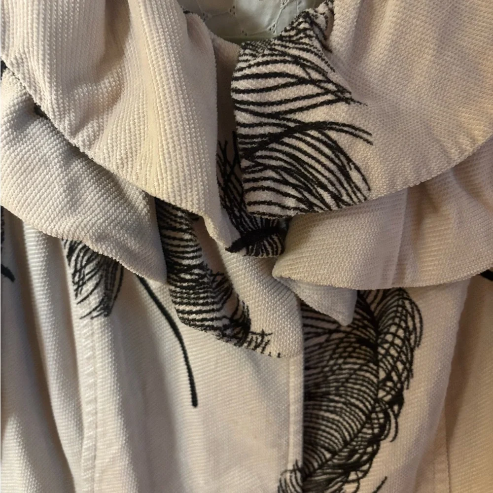 Anthropologie Elevenses Cream and Black Feather Coat Sz 10 - Picture 5 of 5
